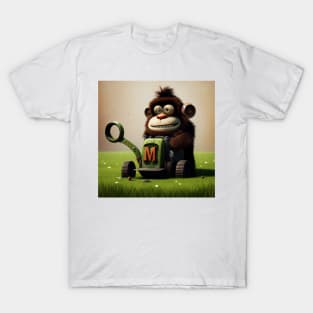 Letter M for Monkey Mowing lawn from AdventuresOfSela T-Shirt